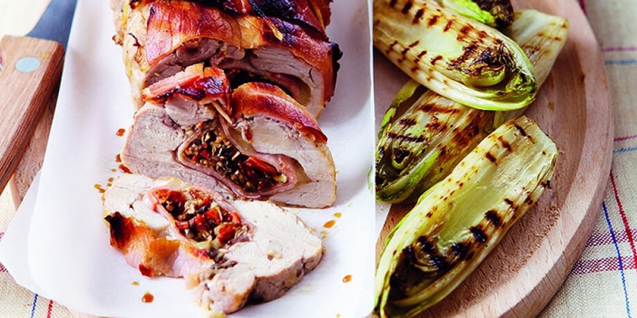 Rôti de porc farci aux tomates séchées, aux champignons et à l’Appenzeller®