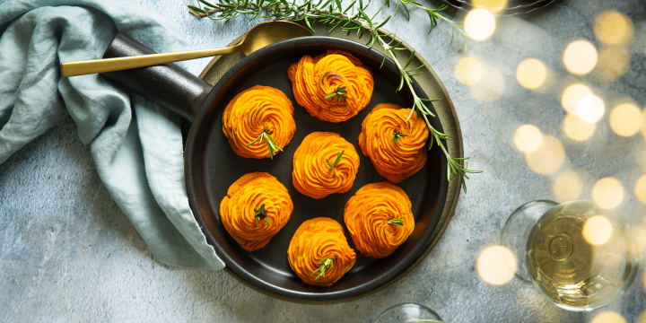 Pommes duchesse van zoete aardappelen