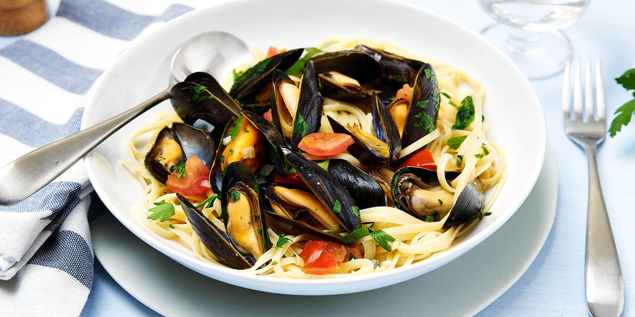 Linguine met mosselen