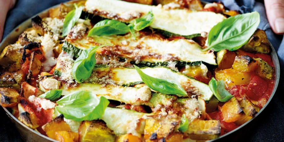 Lasagne van pompoen en courgette met ricotta