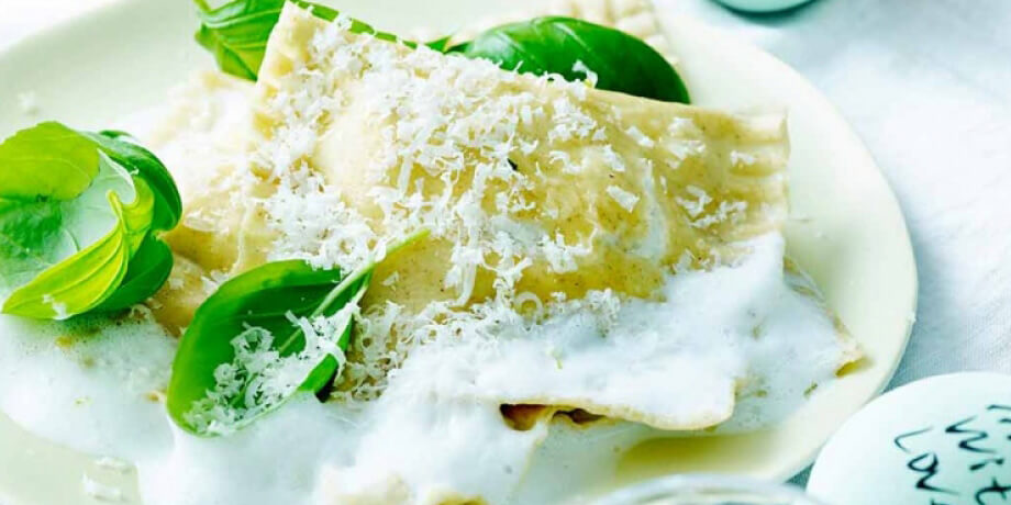 Raviolis farcis à la ricotta, sauce au limoncello