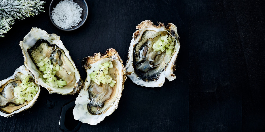 Oesters met mignonettesaus met groene appel