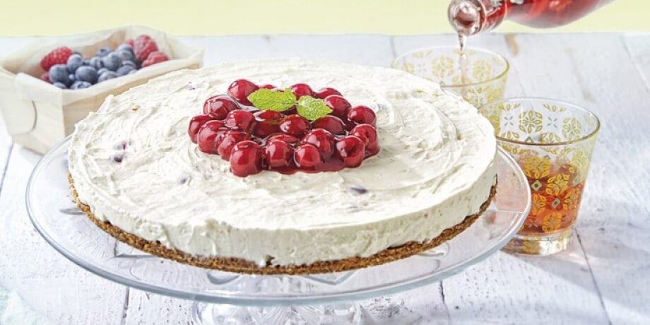 Cheesecake met kersen, zonder bakken