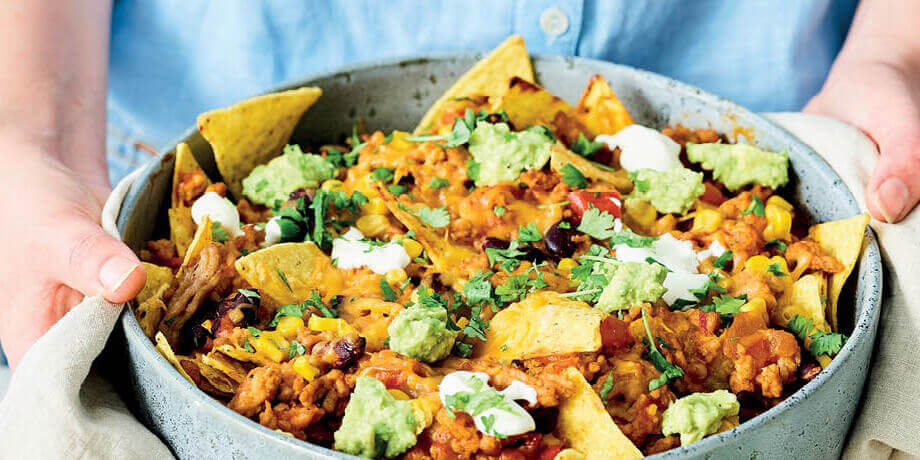 Nachos au haché et cheddar