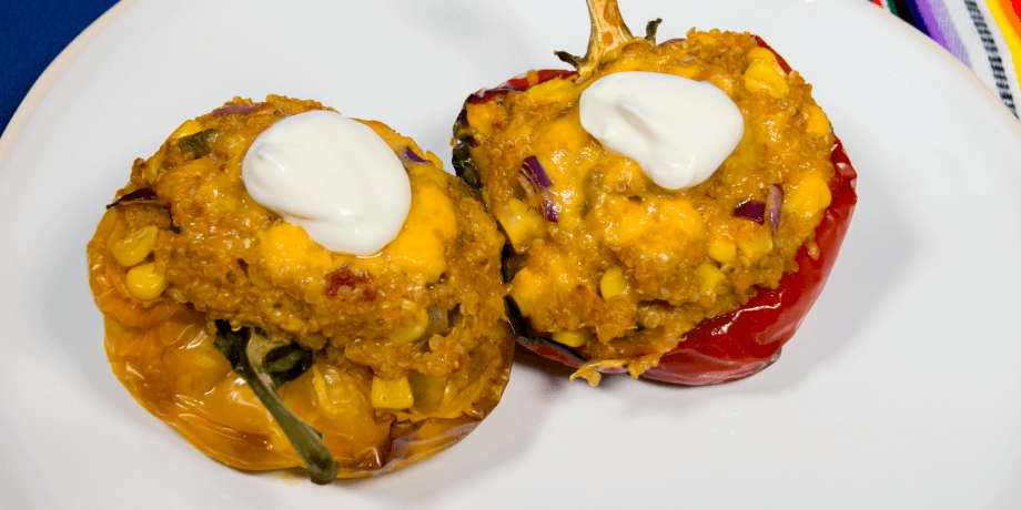 Paprika’s, gevuld met quinoa