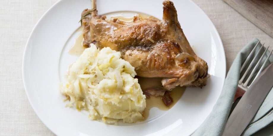 Râbles de lapin et sa purée de chicons