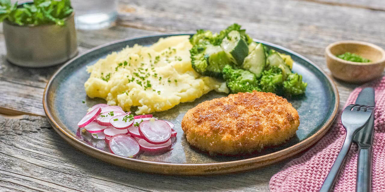 Ovenpannetje ham en ei, met fris slaatje	