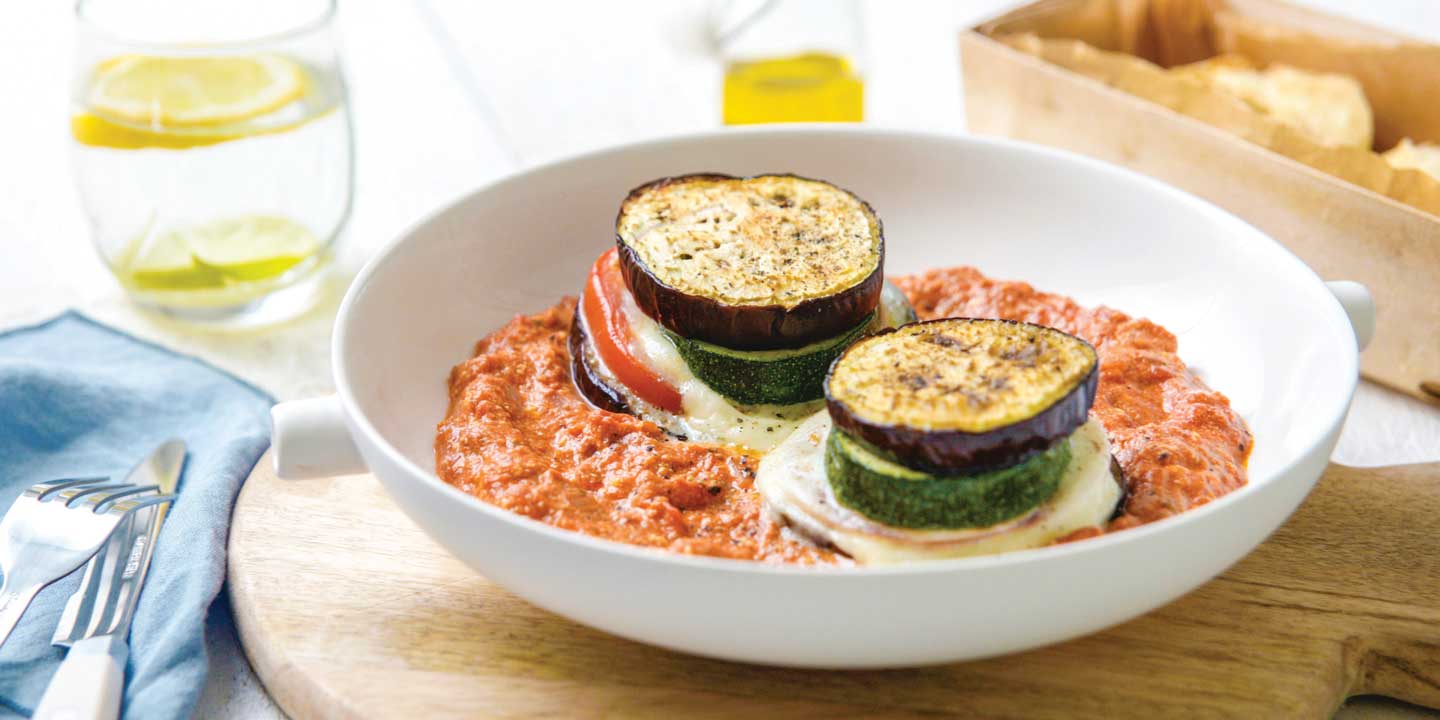 Auberginetorentjes met ricotta-tomatensaus