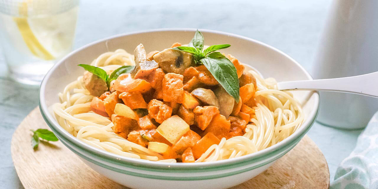 Pasta diavolo met tempeh