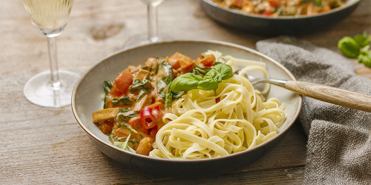 Tagliatelle met groenten-mascarponesaus