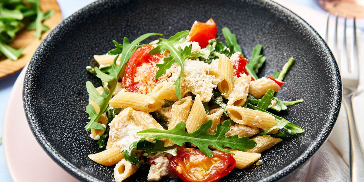 Volkoren penne met ricotta en rucola