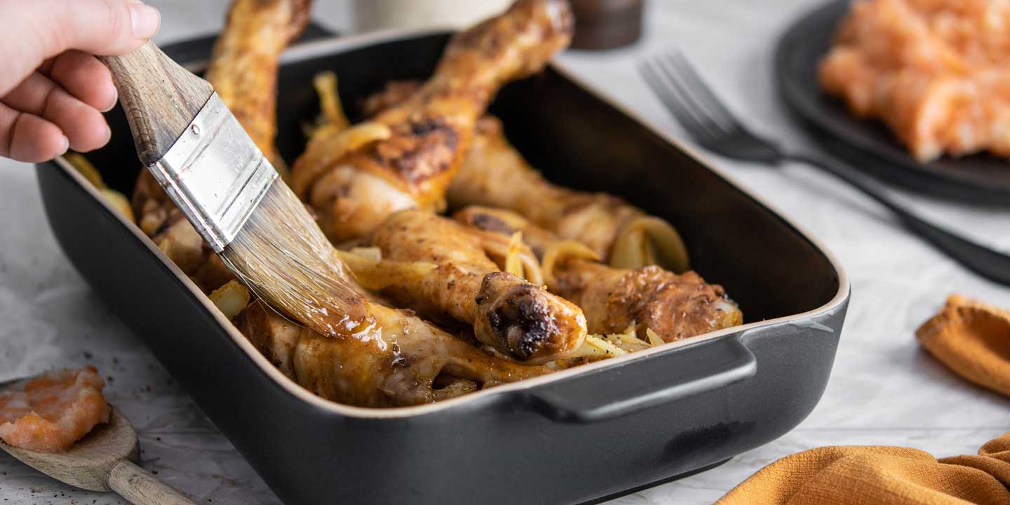 Gebraden kippenbil met kruiden en pompoenpuree