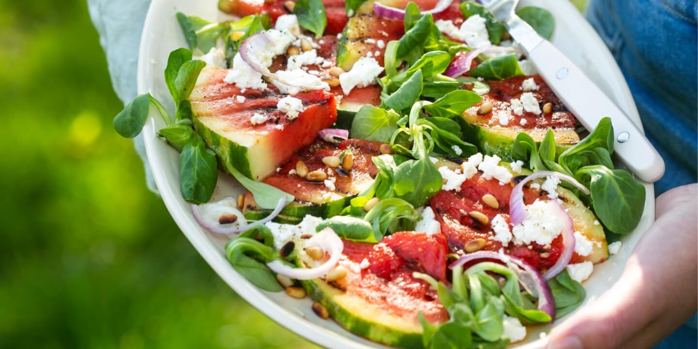 Salade met gegrilde watermeloen