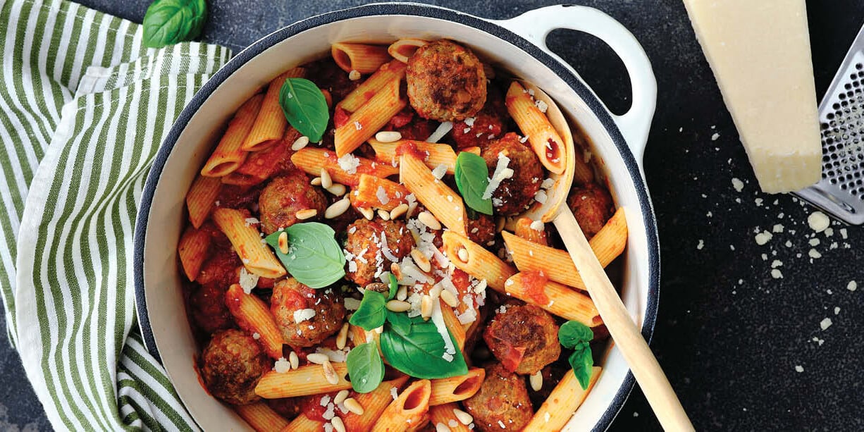 Penne aux boulettes de viande