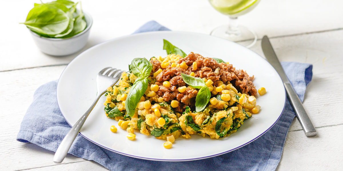 Pulled veggie in barbecuesaus met zoete aardappelpuree