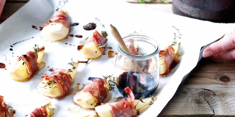 Perenhapjes met bacon
