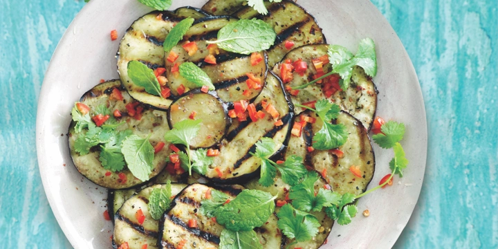 Salade van gegrilde aubergines