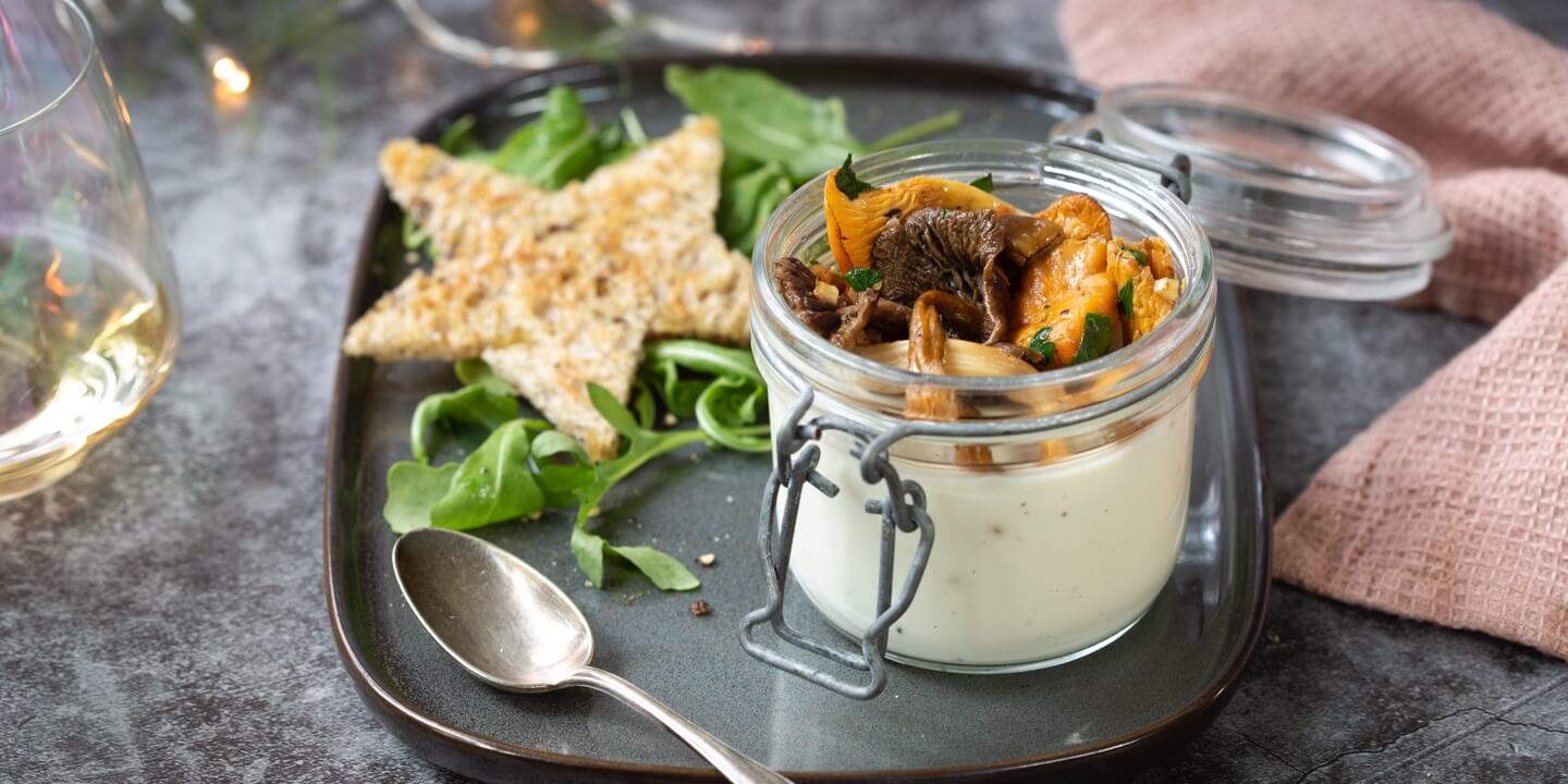 Panna cotta au fromage de chèvre et champignons