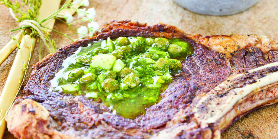 Entrecôte, salsa verde
