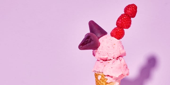 Glace framboises et cuberdons