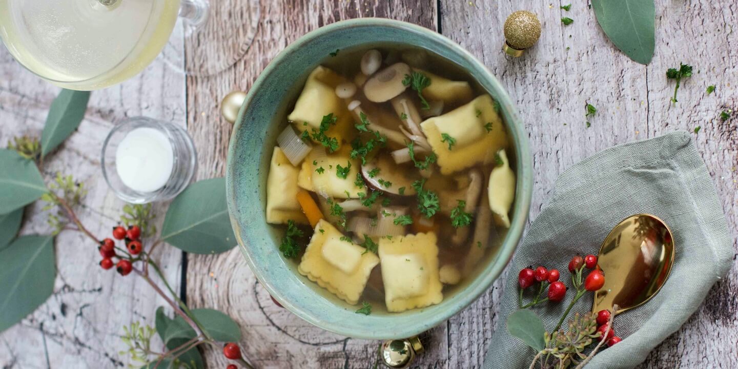 Wintergroentesoep met ravioli