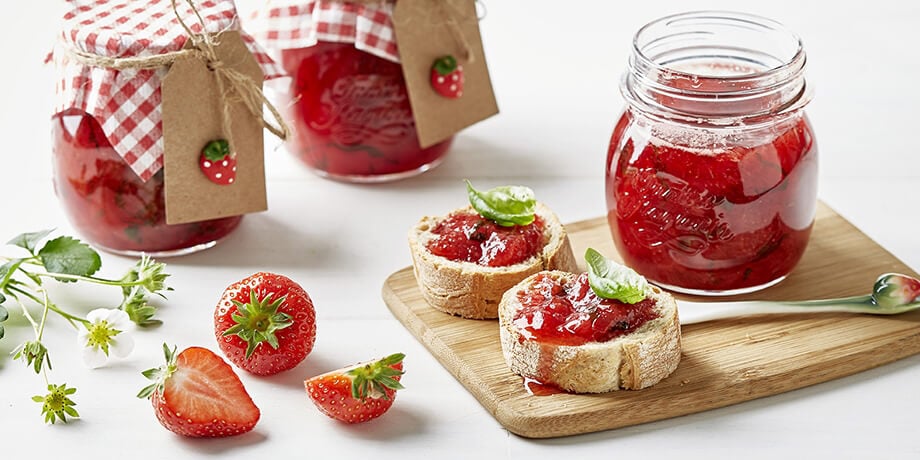 Confiture de fraises au basilic frais
