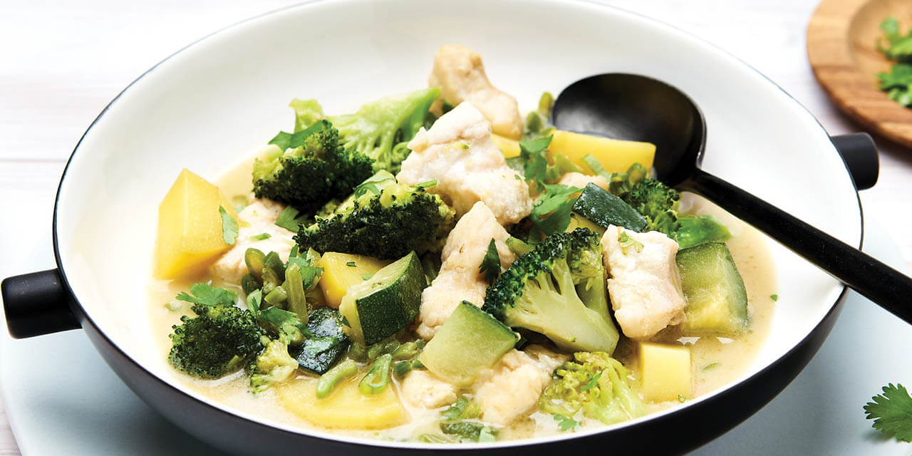 Curry de poisson aux légumes verts