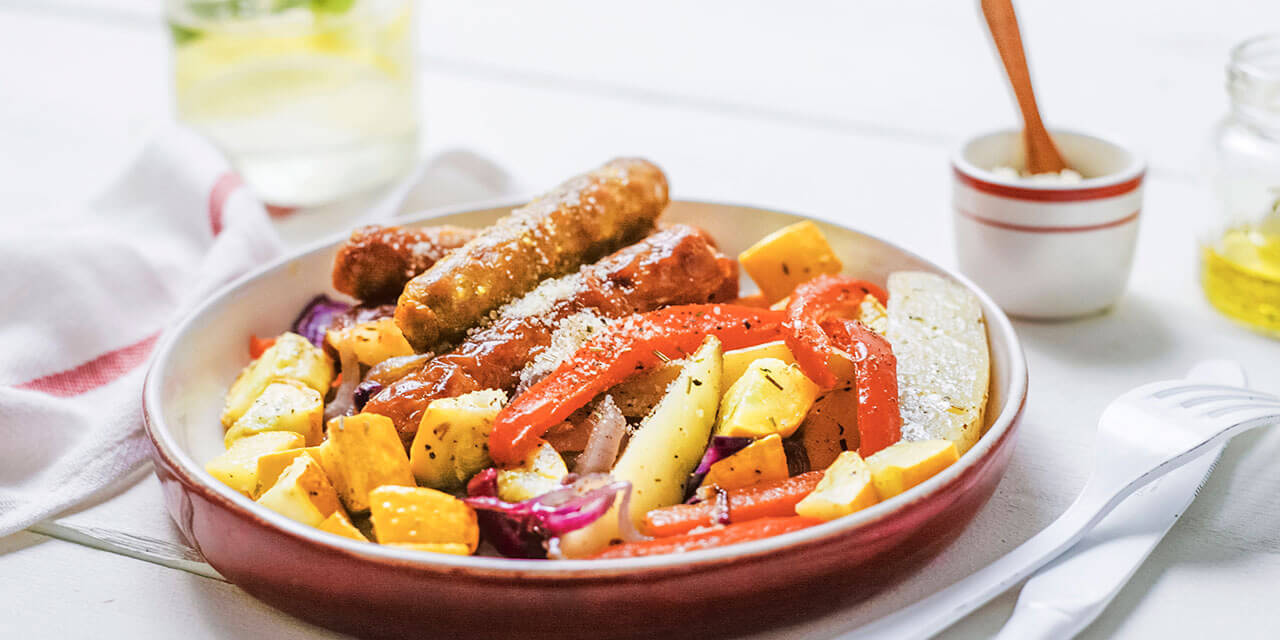 Sheet pan aux saucisses et légumes grillés