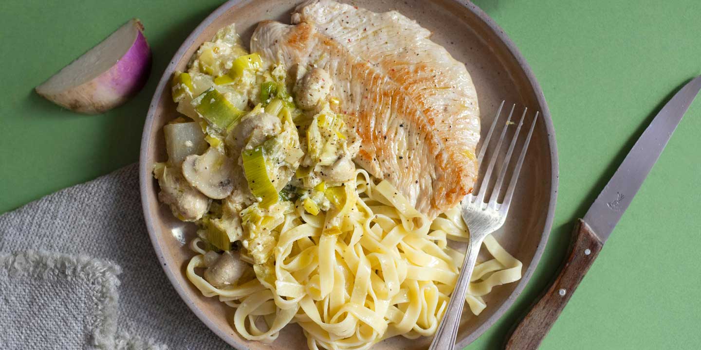 Gegrilde kalkoenfilet met gestoofde groentjes