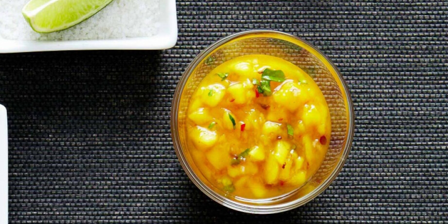 Crevettes, salsa mangue