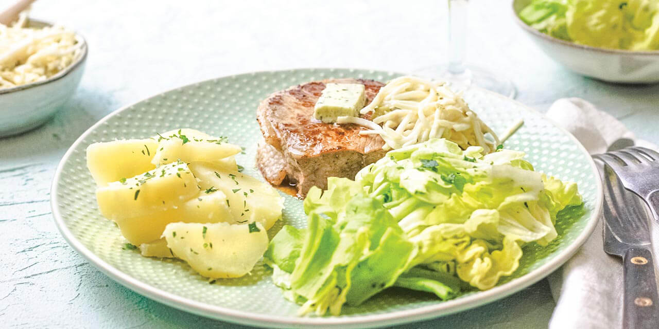 Tournedos, beurre aux herbes et rémoulade de céleri-rave