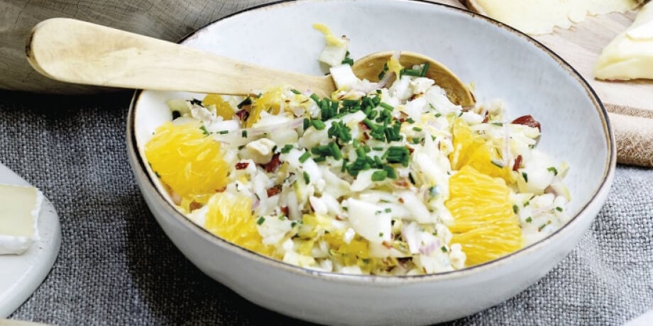 Salsa van witloof met sinaasappel en brie