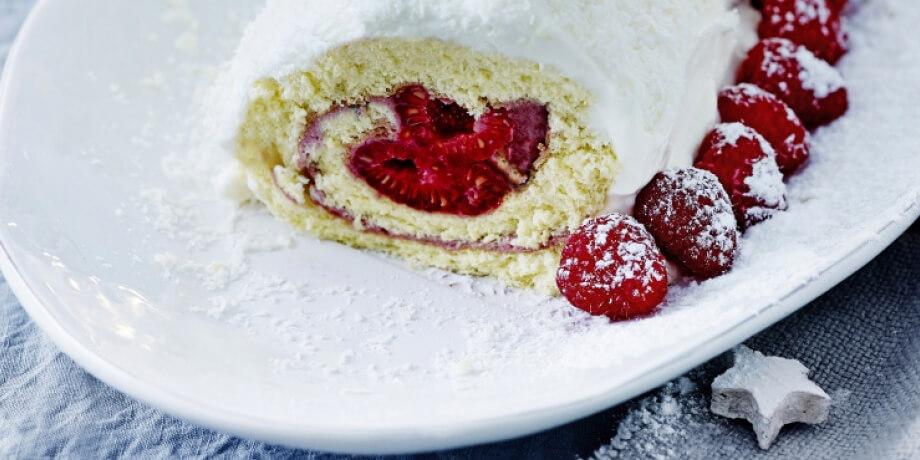 Bûche de Noël meringuée aux framboises
