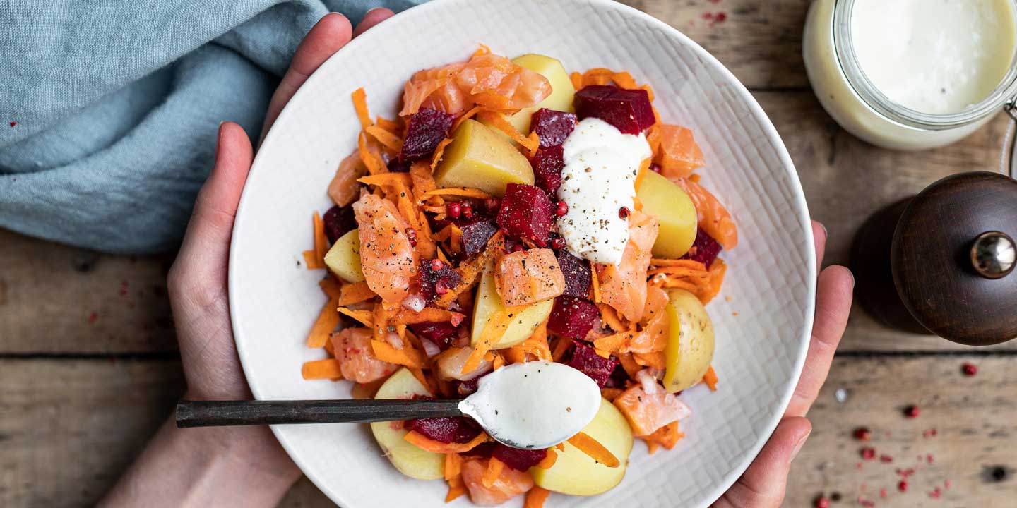 Salade de pommes de terre au saumon fumé