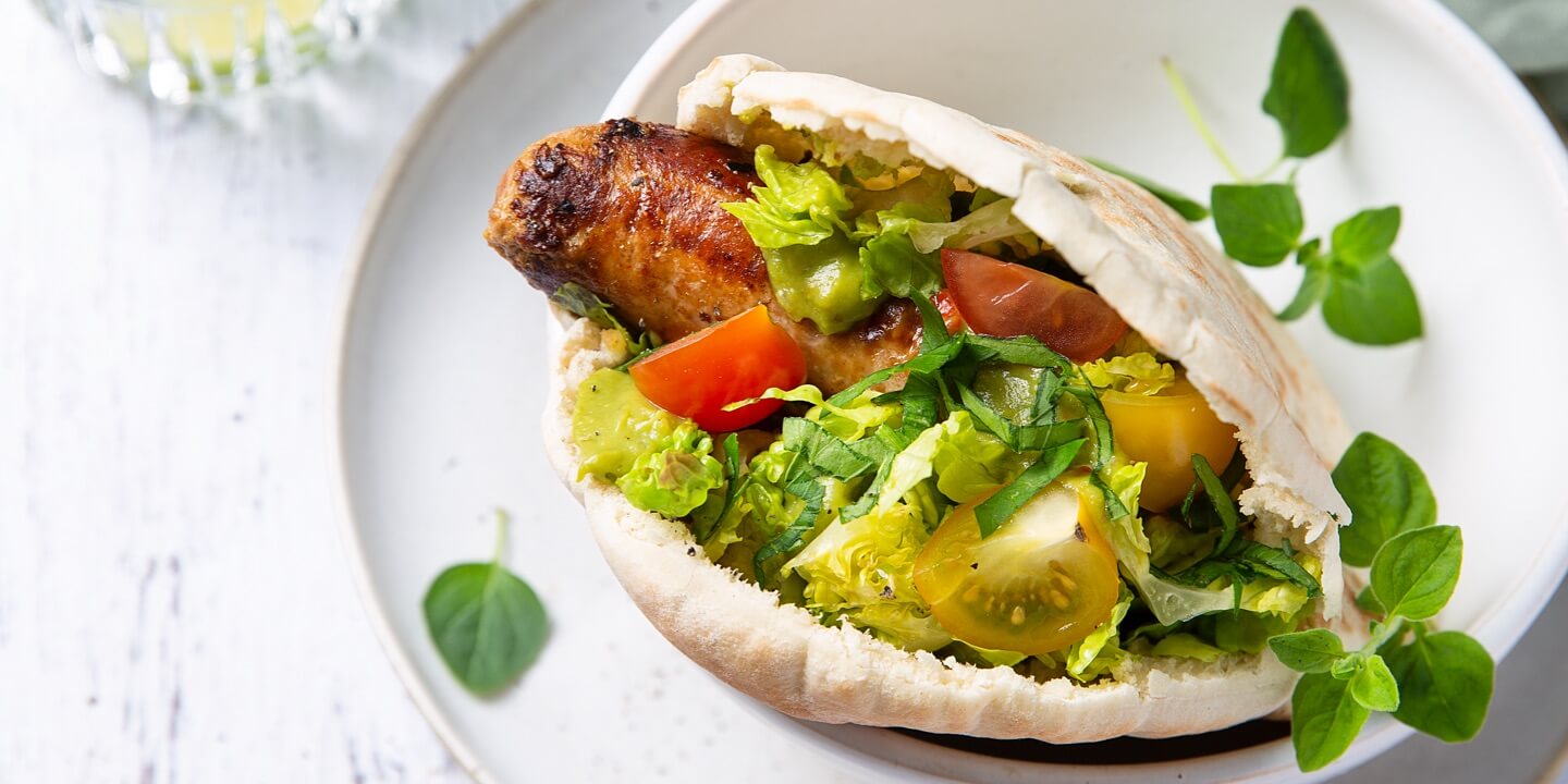 Pain pita, saucisse