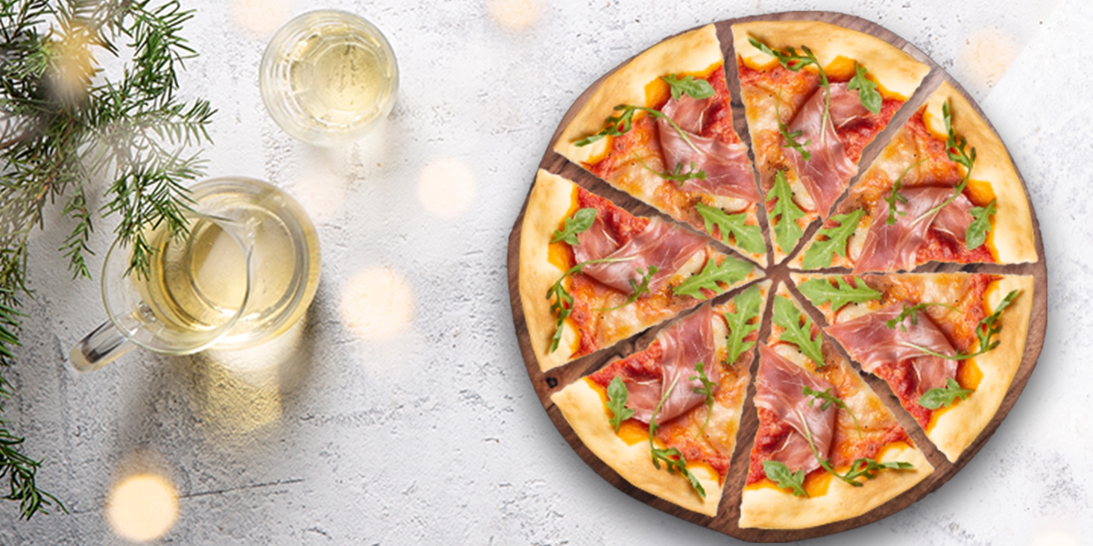 Pizza au jambon cru et roquette