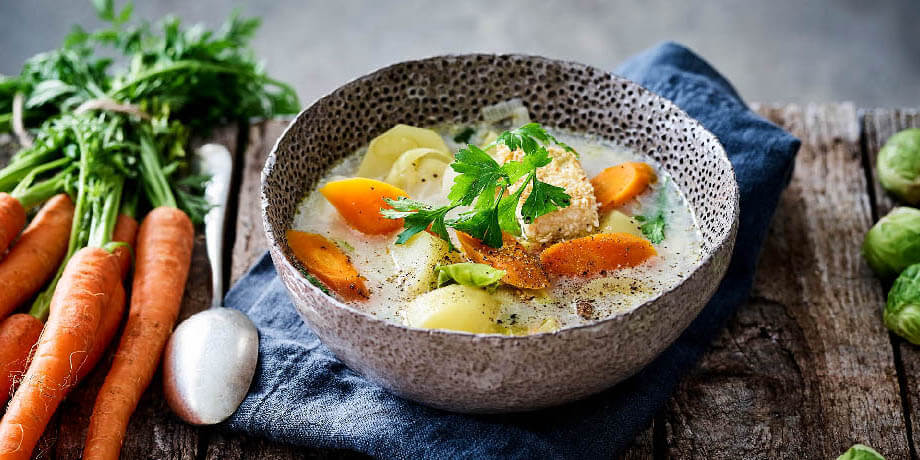 Soupe-repas, tofu au sésame
