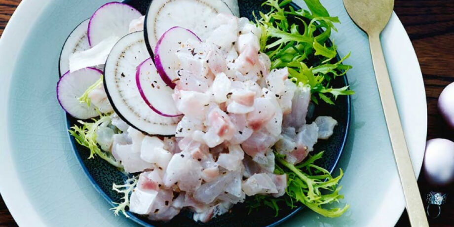 Zeebaarstartaar met rammenas